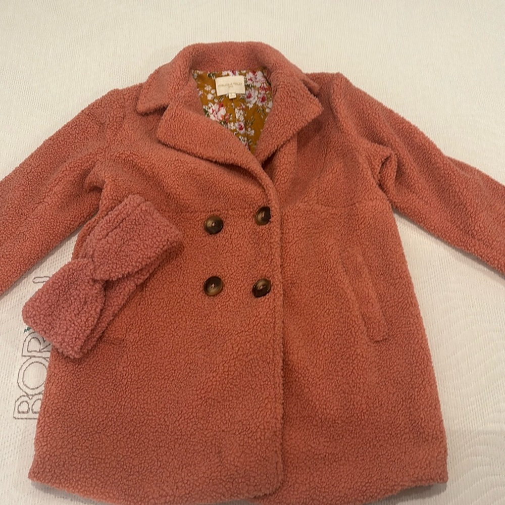 Chelsea and Violet fleece coat and head wrap